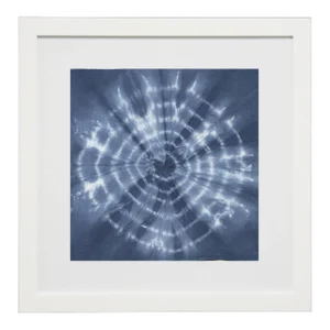 Shibori Indigo III Print Matted in White Frame - 21" x 21"