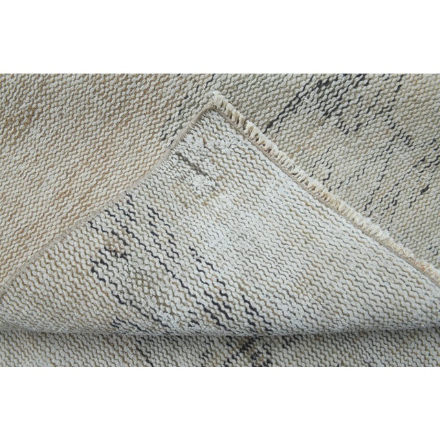 1970s Vintage Turkish Handmade Wool Cotton Beige Runner Rug For Sale - Image 9 of 11