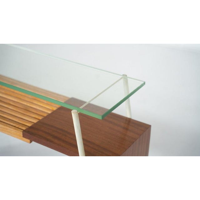Brown Mid-Century Modern Console Table in Wood, Metal and Glass, Italy, 1960s For Sale - Image 8 of 12
