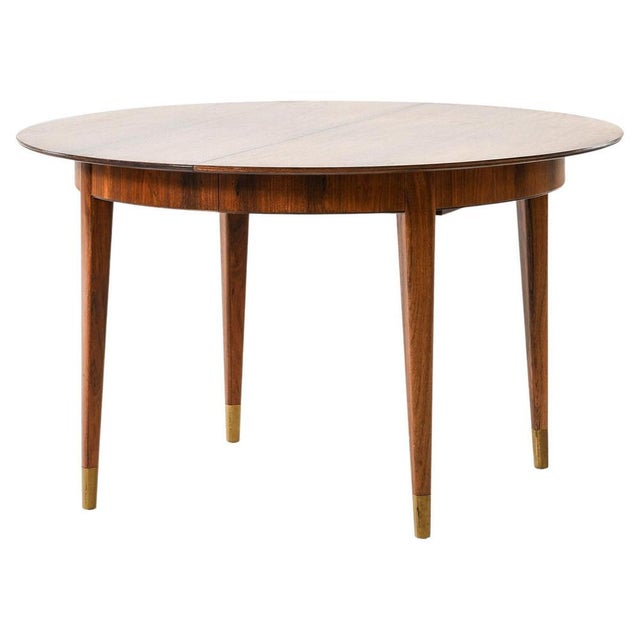 Brown Vintage Dining Table in Brass and Rosewood by Ernst Kühn, 1950s For Sale - Image 8 of 8