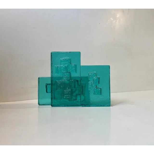 Mid-Century Modern Mid-Century Tea Light Candleholders in Blue Glass, 1970s, Set of 2 For Sale - Image 3 of 9