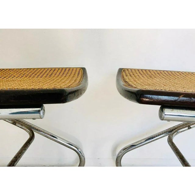 Set of Vintage Wooden and Straw Dining Chairs, 1970s For Sale - Image 4 of 11
