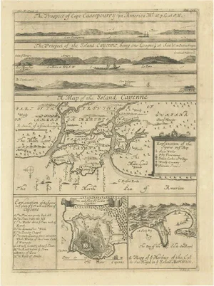Antique Map of Cayenne and Cassepouri, 1730