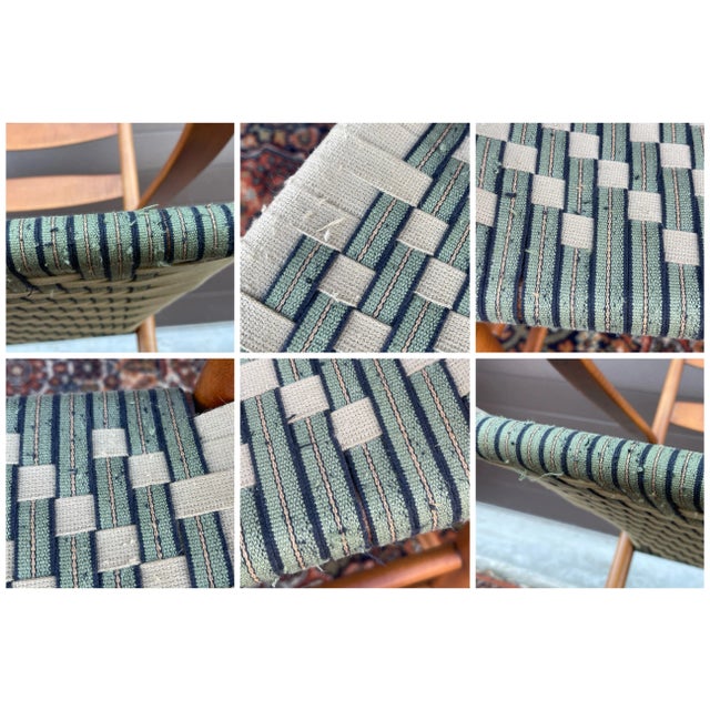 21st Century American Shaker Maple Ladder Back Arm Chair With Teal & Tan Webbing by the Shaker Shoppe of Pennsylvania For Sale - Image 11 of 11