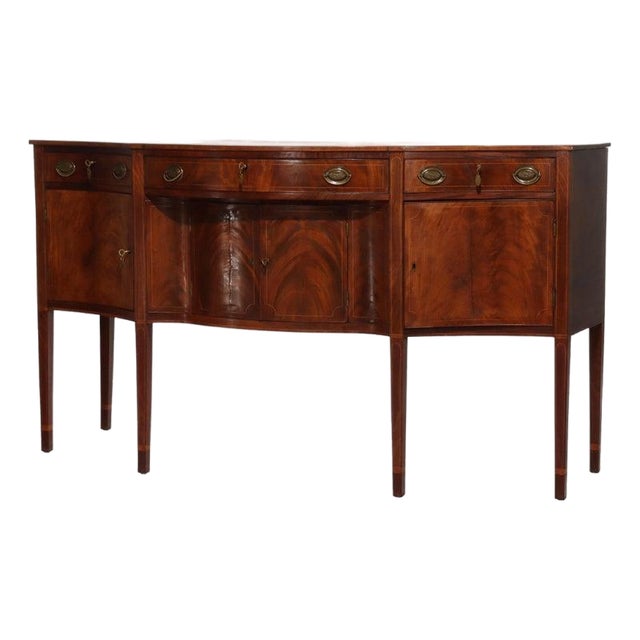 Antique Hepplewhite Flame Mahogany Sideboard With Satinwood Banding 19thC For Sale