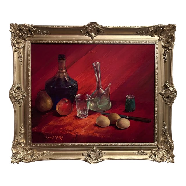 Listed French Artist Georges De Marco 1906-1990 Oil Canvas Painting Still Life For Sale