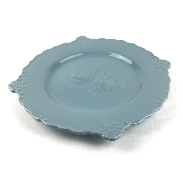 Blue Ceramic Rooster Plate Set of 4 For Sale In Portland, ME - Image 6 of 10