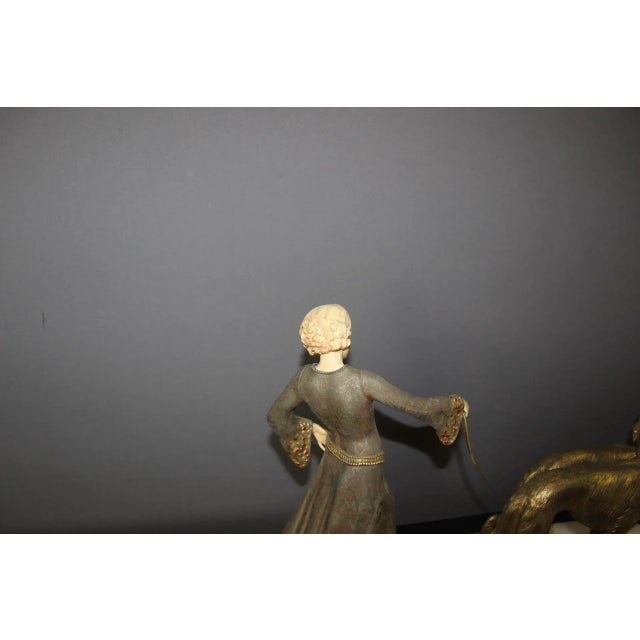Georges Gori, Woman with Greyhounds, 1925, Faux Chryséléphantine For Sale - Image 13 of 18