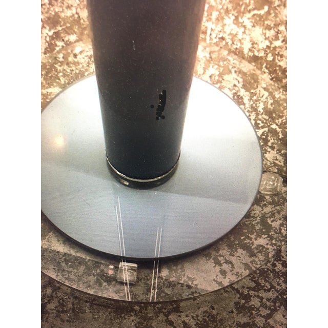 Mid-Century Modern Mid Century Modern Gray Lucite Torchiere Floor Lamp W/ Opaque Ribbed Glass Shade For Sale - Image 3 of 9