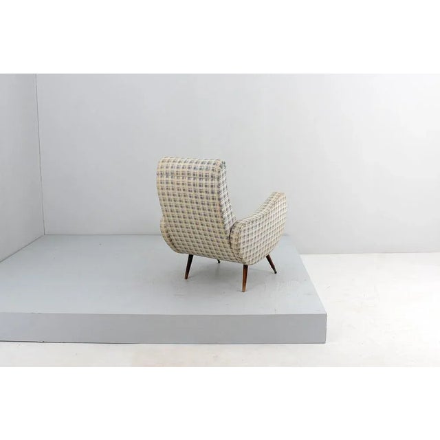 Mid-Century Wood and Fabric Armchair in the style of Marco Zanuso, Italy, 1950s For Sale - Image 6 of 13