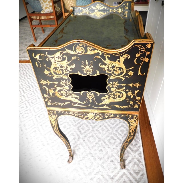 Chinoiserie Mercury Glass Side Black Lacquer Tables, European Crossroads, John Richard, a Pair For Sale - Image 10 of 16