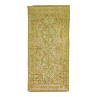 Early 20th Century Zabihi Collection Green Gallery Size Turkish Oushak Rug - 6'3" x 12'6" For Sale