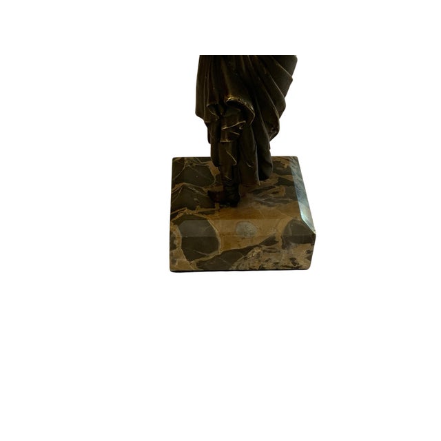 Art Deco Victorian Style Stage Girl Dancer Bronze Figurine Marble Base For Sale - Image 9 of 9