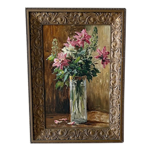 Late 20th Century Flower Still - Life Painting, Framed