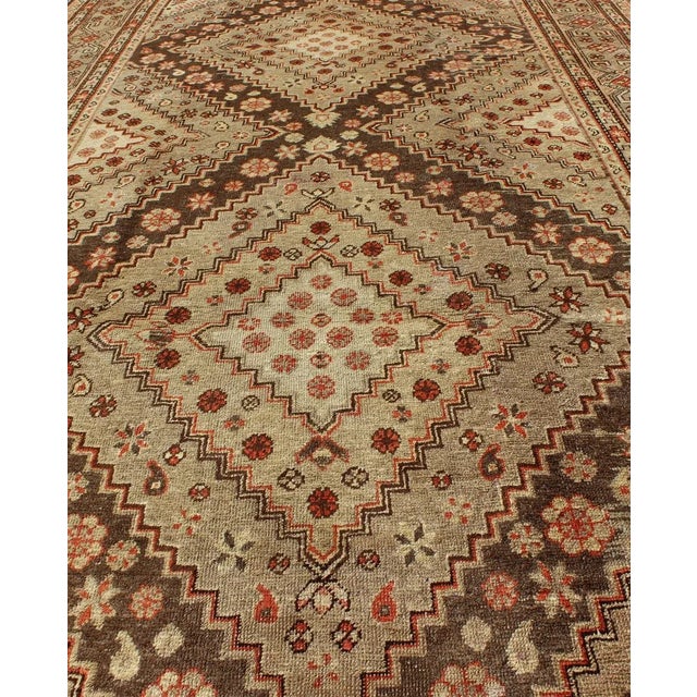 1920s Early 20th Century Antique Khotan Rug With Paired Diamond Medallions in Brown and Earth Tones For Sale - Image 5 of 10