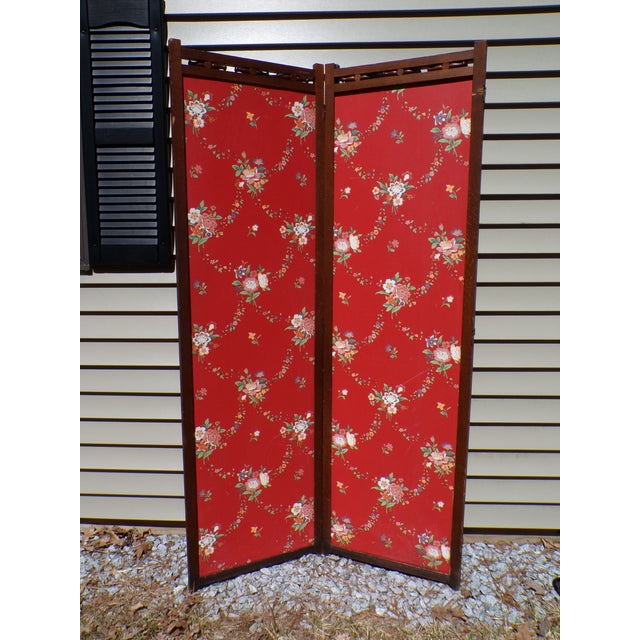 Vintage 3 Panel Folding Room Divider Double Sided Privacy Dressing Screen For Sale - Image 9 of 12