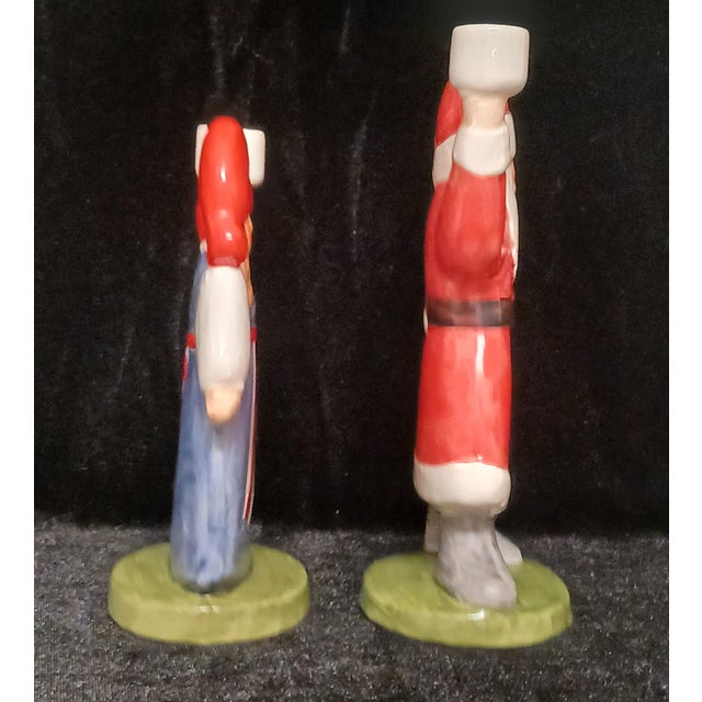 Lisa Larson Vintage 1987 Lisa Larson for Goebel Santa & Mrs. Claus Porcelain Candleholder Pair For Sale - Image 4 of 6
