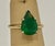 Metal 3 Carat Pear Cut Natural Emerald Ring 14 Karat Yellow & White Gold For Sale - Image 7 of 8