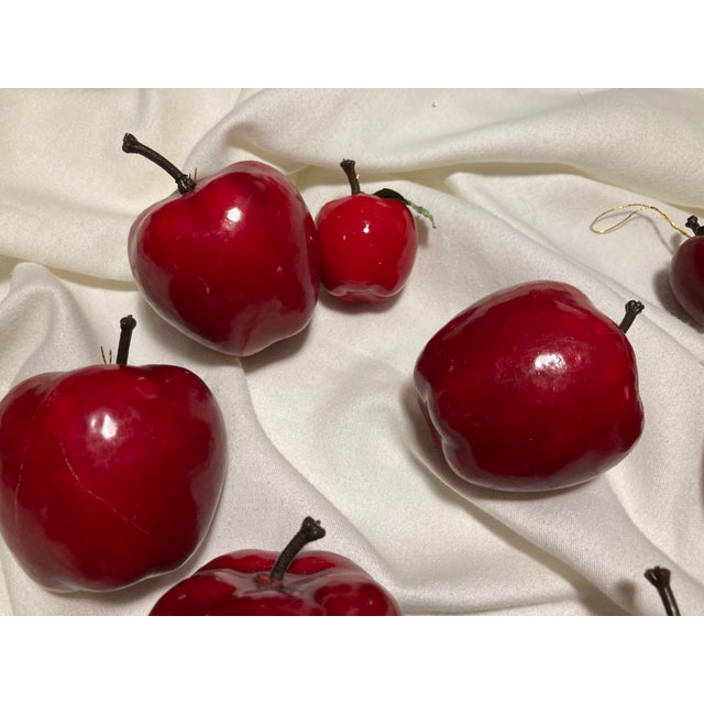 Red Assorted Vintage Holiday Glossy Red Papier-Mâché Apple Holiday Ornaments For Sale - Image 8 of 9
