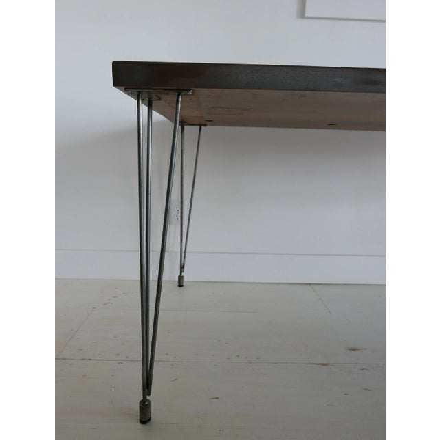 Wood Modern Walnut and Black Stripe Dining Table For Sale - Image 7 of 10
