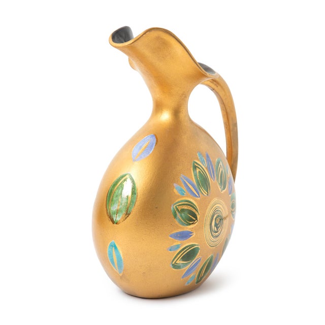 Mid-Century Modern Sascha Brastoff Gold Ceramic Pitcher For Sale - Image 3 of 7