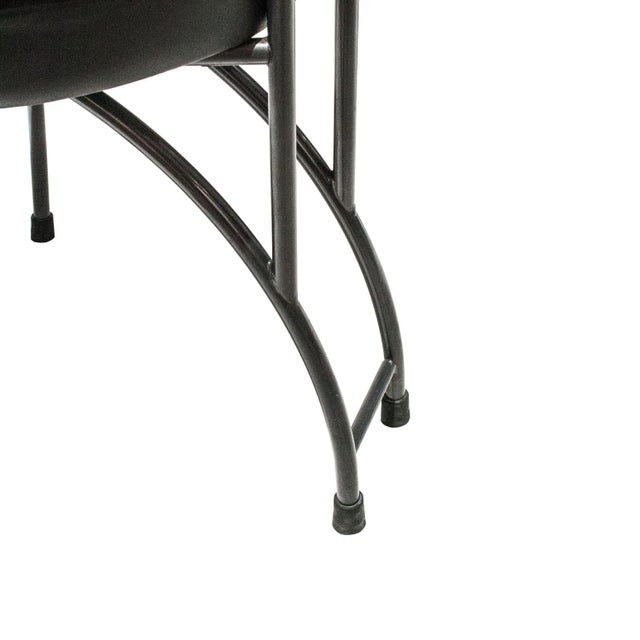 Contemporary Black Lacquered Iron Leatherette Chairs, Italy, 1980, Set of 4 For Sale - Image 6 of 8