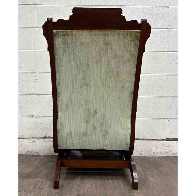Wood Antique Victorian Eastlake Carved Walnut Coil Spring Platform Rocking Chair For Sale - Image 7 of 11