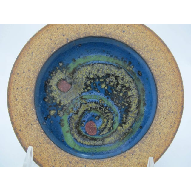 Abstract Wally Schwab Master Nw Studio Pottery Stoneware Wall Hanging Trivet Dish Plate For Sale - Image 3 of 5