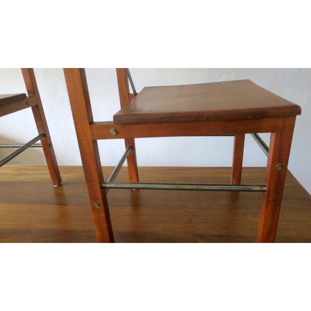 Mid-Century Brutalist Teak and Patinated Steel Dining Table & Chairs, Set of 7 For Sale - Image 9 of 18