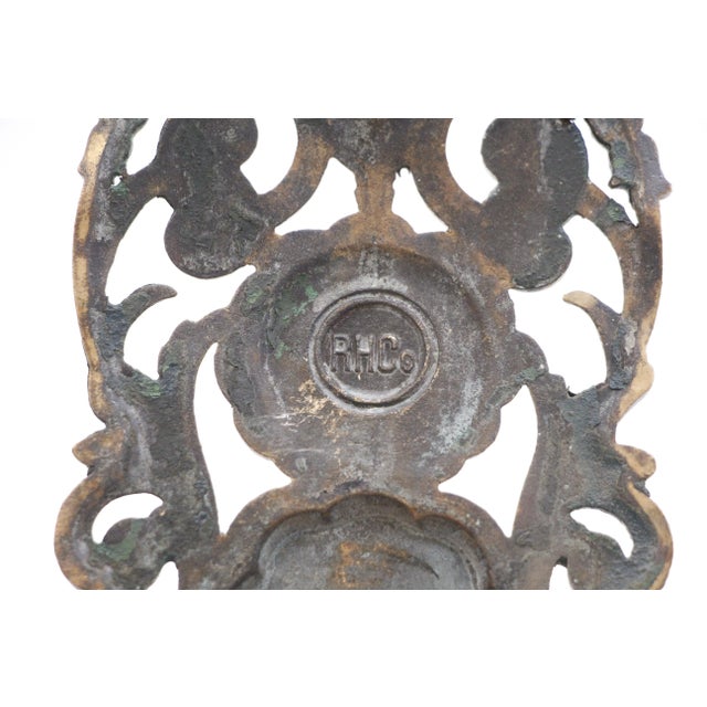 Vintage Victorian Reading Bronze Cut Out Door Back Plate For Sale - Image 6 of 7