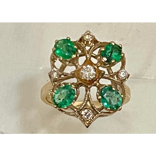 1 Ct Natural Emerald, Oval Stone and Diamond Ring 14 Karat Yellow Gold For Sale - Image 13 of 18