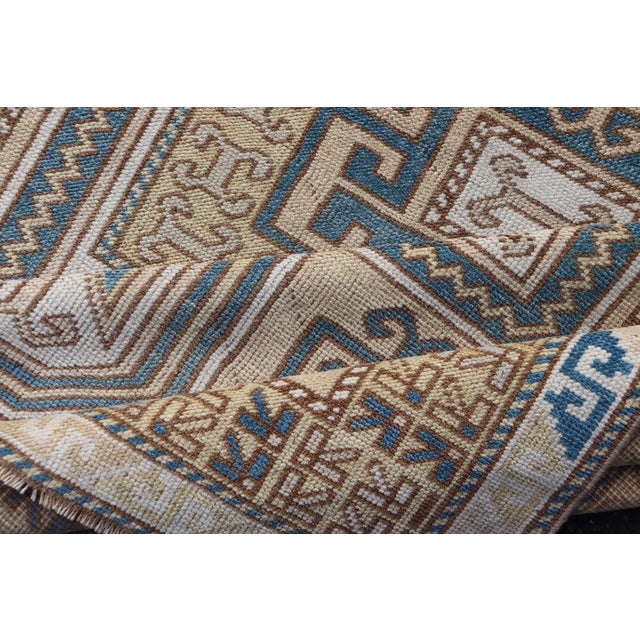 Vintage Turkish Medallion Oushak Rug in Blue, Mocha, and Taupe 3'5"x5'6" For Sale - Image 9 of 10