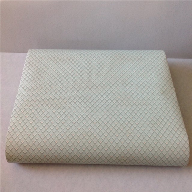 Offered is 2 bolts (4 rolls) of petite diamond pattern in tones of minty green with accents of white and pink. Strippable...