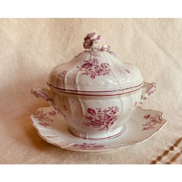 Antique French Porcelain Sauce Tureen & Underplate, Circa 1820, Rose Floral For Sale - Image 11 of 12