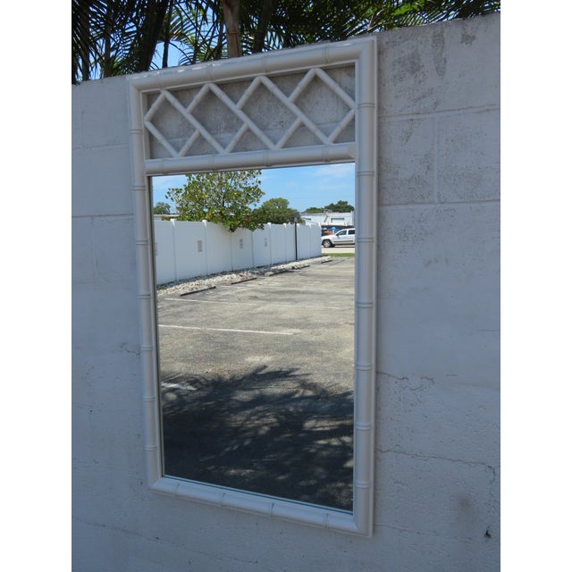 Hollywood Regency Painted Faux Bamboo Vanity Dresser Bathroom Wall Mirror 6356 For Sale - Image 9 of 10