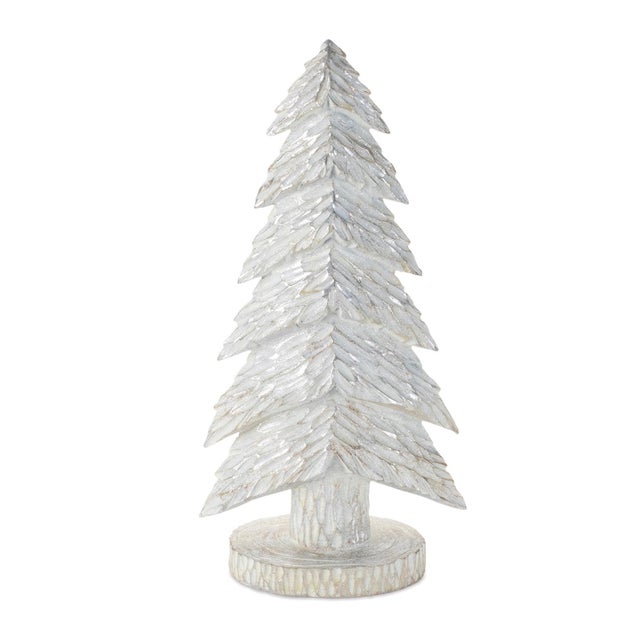 Bring a touch of winter wonder to your holiday setup with this elegant Set of 2 White Resin Christmas Trees. Featuring...