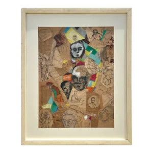 Vintage Boho Abstract Mixed Media Sketches on Paper