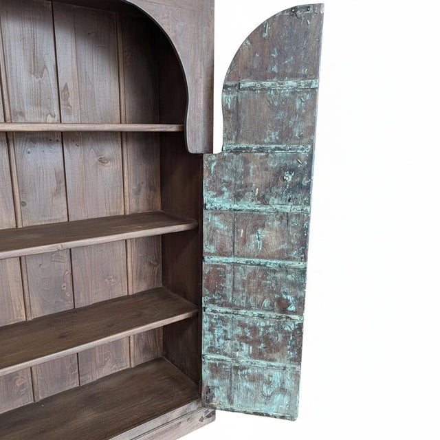 Far Pavilions 1980s Farmhouse Style Antique Door Repurposed Solid Wood Bedroom Armoire For Sale - Image 4 of 5