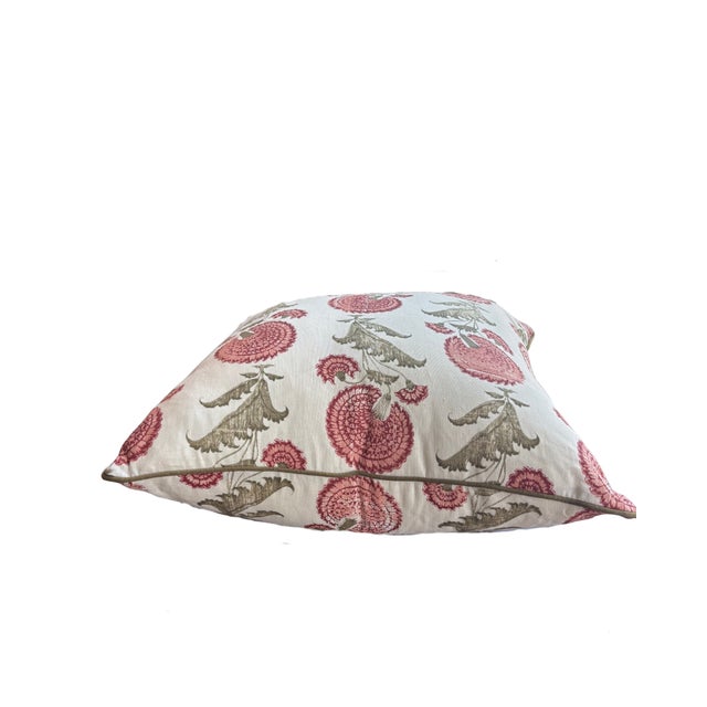 This pillow features the Indian Flower Fabric by Jasper. While the pattern is small-scale, it is a striking floral motif....