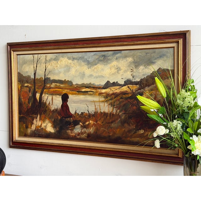 Poul Anders, Autumn River Landscape, 1960s, Oil on Canvas, Framed For Sale - Image 4 of 11