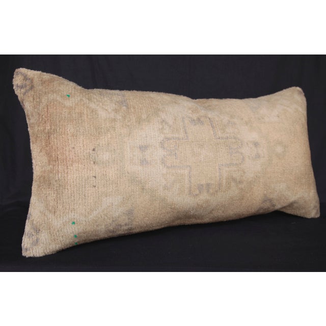 Handwoven Decorative Oushak Rug Lumbar Pillow Cover -16'' X 33'' For Sale - Image 9 of 11