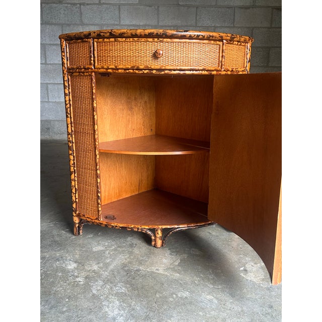 1980s British Colonial Style Bamboo and Cane Corner Cabinet For Sale - Image 11 of 12