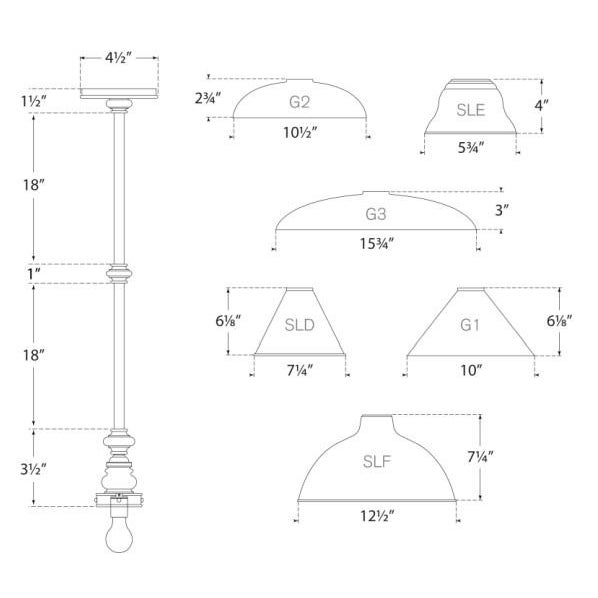 Transitional Chapman & Myers for Visual Comfort Signature Boston Pendant in Antique Nickel with SLEG Shade For Sale - Image 3 of 3