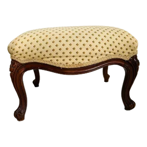 1960s Vintage French Style Mahogany Frame Footstool