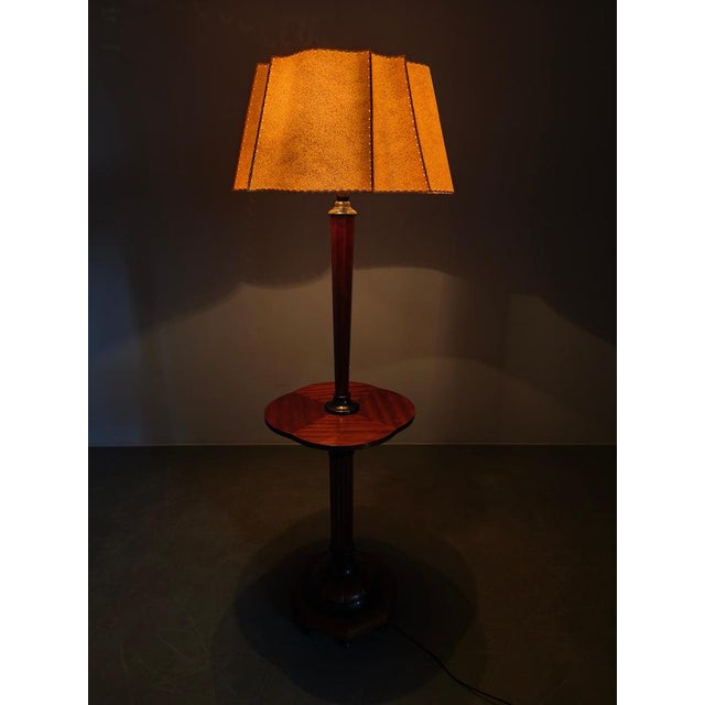 Art Deco Italian Wood and Metal Floor Lamp with Side Table, 1940s For Sale - Image 15 of 17