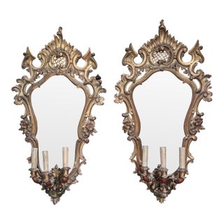Antique Italian Scones With Mirror - Set of 2 For Sale