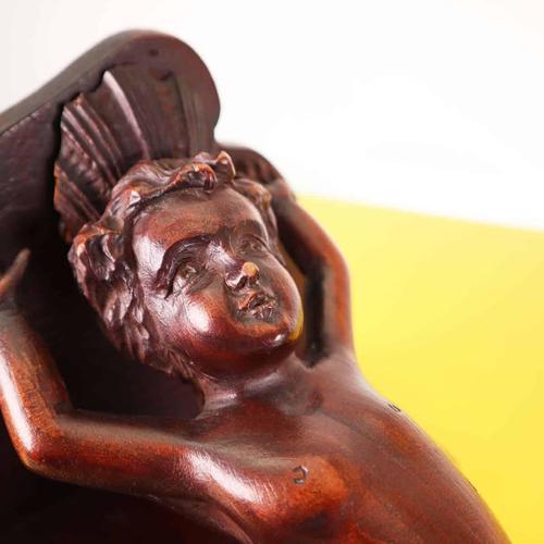 Wooden Shelf with Cherub Sculpture For Sale - Image 4 of 9