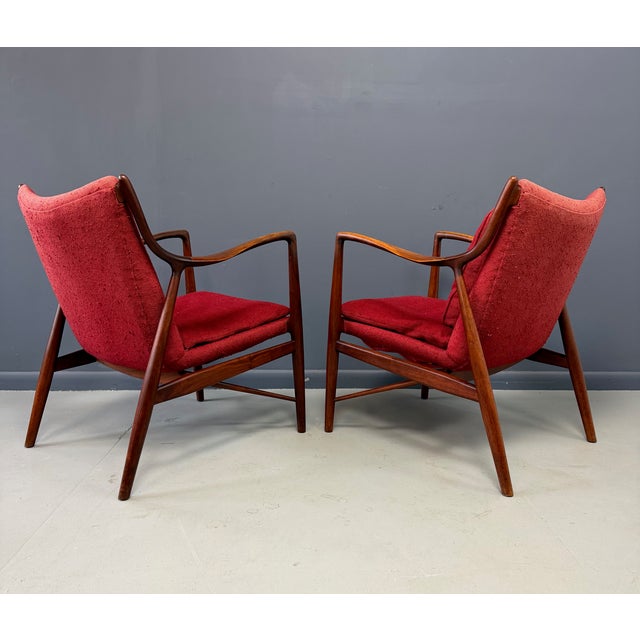 Pair of Finn Juhl Nv #45 Chairs in Walnut by Baker Circa 1955 Mid Century For Sale In Philadelphia - Image 6 of 13