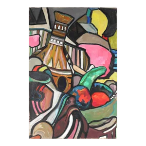 Vivid Cubist Still Life 20th Century Oil