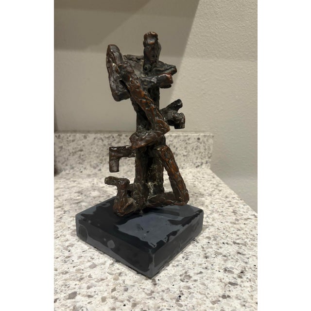 Metal Mid-Century Modern Abstract “Twisty” Bronze Sculpture (10.5” High) For Sale - Image 7 of 11